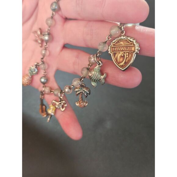 1950's Little Miss Brand Hawaii Charm Bracelet 7" Silver Tone Vintage - Picture 3 of 12